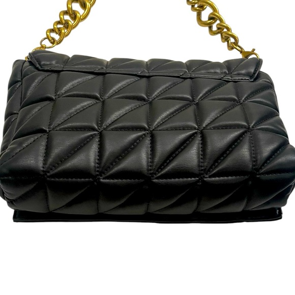 ZARA Black Quilt Gold Chain Handle Bag - Picture 5 of 7